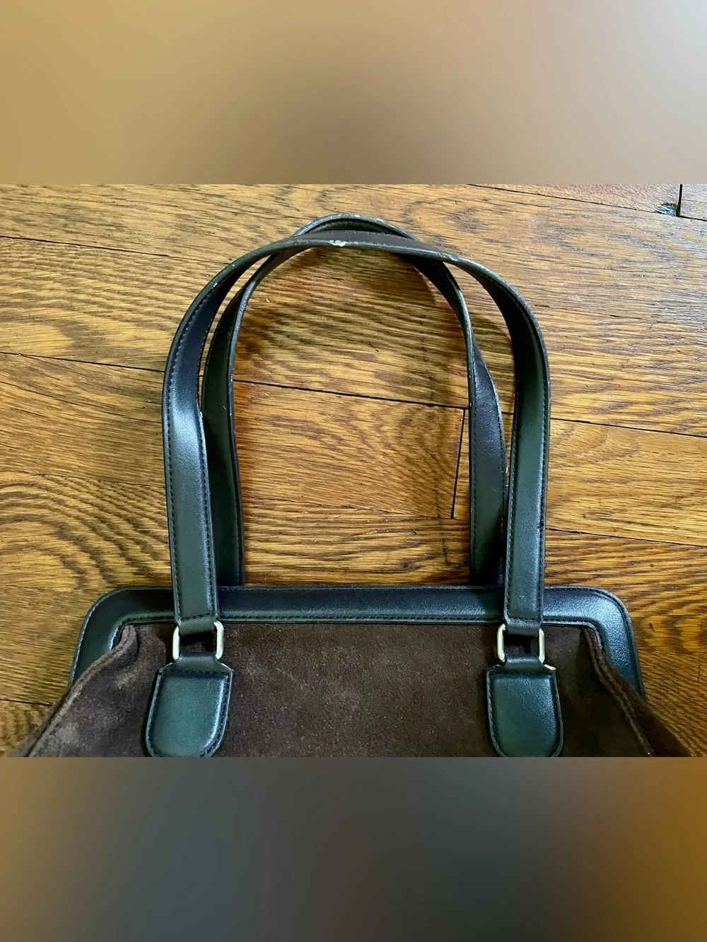 LOFT Dark Brown Suede Leather Satchel Handbag w/ Magnetic Closure - Vintage Look